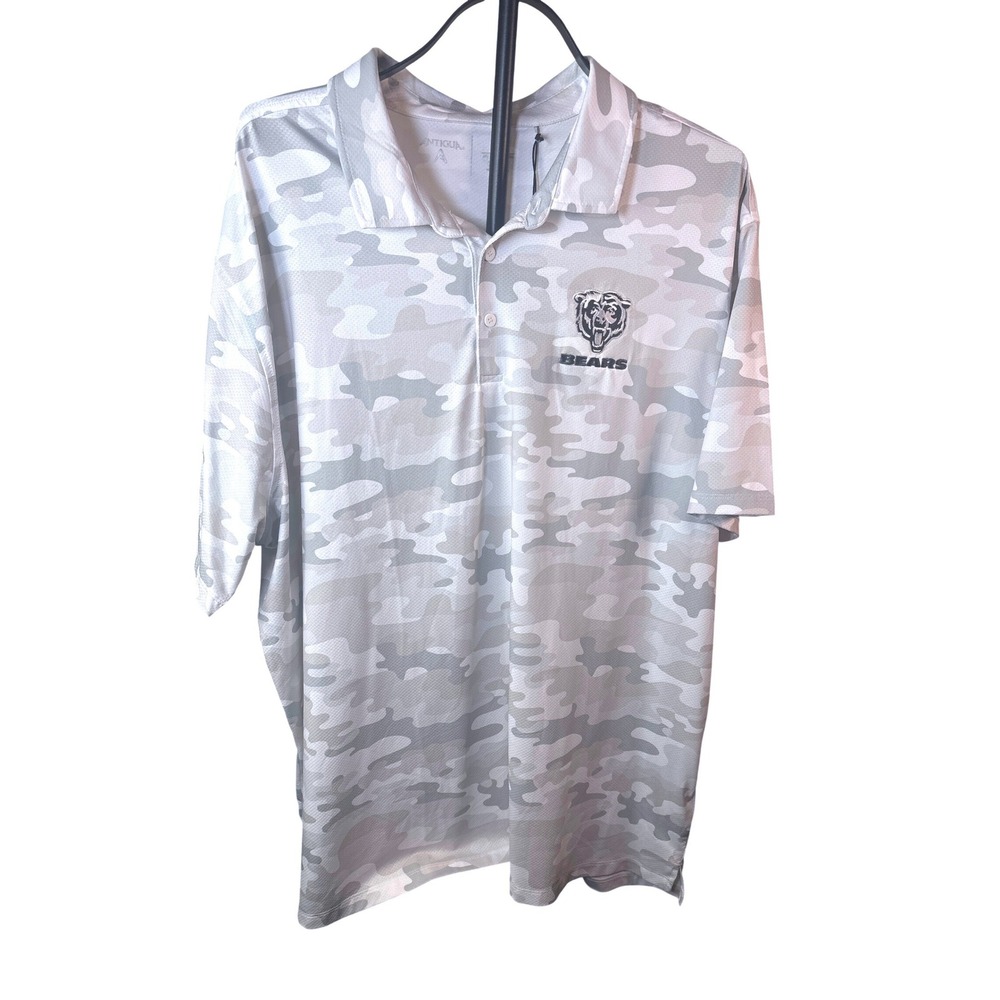 Antigua Chicago Bears Collide Polo Men's NFL Football Camo White Grey 2XL